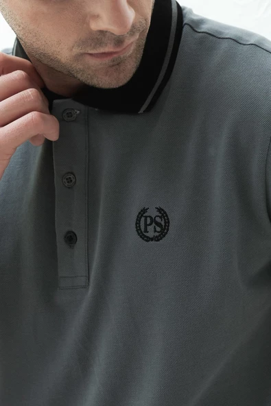 Erkek Regular Kalıp Polo Yaka T-Shirt  Demir - 2
