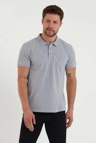 Erkek Regular Fit Polo Yaka 3lü T-shirt Beyaz-Gri-Siyah - 10