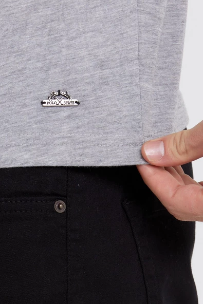 Erkek Oversize Baskılı T-shirt Gri Melanj - 10