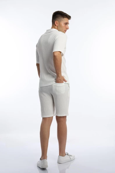 Erkek Crinkle Kumaş Regular Fit Gömlek Beyaz - 5