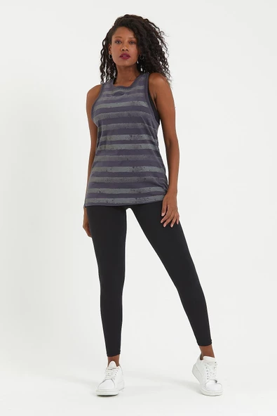 Kadın %100 Pamuk Biye Detaylı Atlet Antrasit - Resim 6