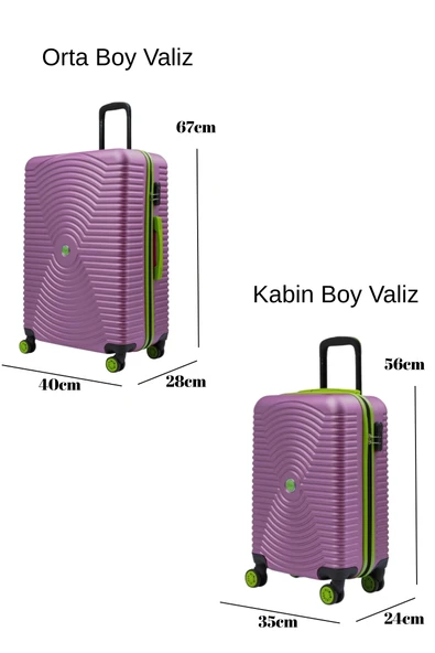 2'li Valiz Seti Orta Boy - Kabin Boy Rose 1169 - Resim 7