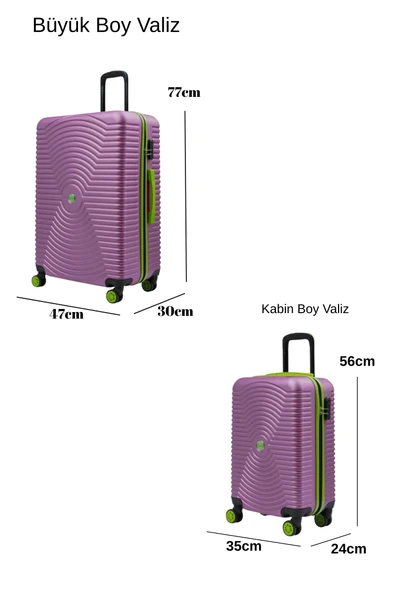 2'li Valiz Seti Büyük Boy - Kabin Boy Rose 1169 - Resim 2