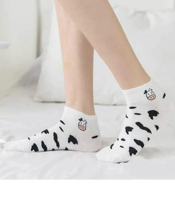4 Çift Sevimli patik pandalı kalp Desenli Kadın/kız çorap dikişli ayak bileği düşük kesim genç Çorabı  36-41 - Resim 8