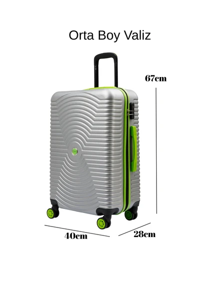 Orta Boy Valiz 4x2 Teker Gri 1169 - Resim 4