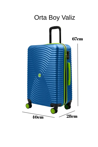 Orta Boy Valiz 4x2 Teker Mavi 1169 - Resim 4