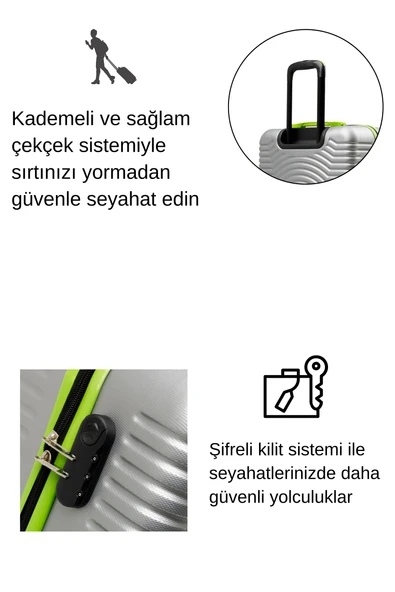 Orta Boy Valiz 4x2 Teker Gri 1169 - Resim 3