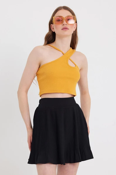 Kadın Askılı Crop Kaşkorse   Sarı