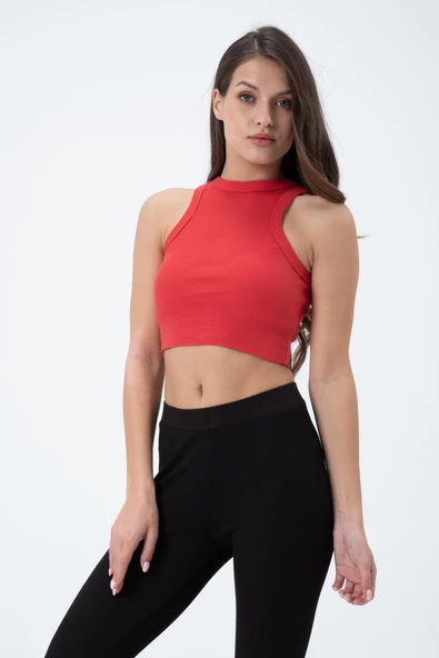 Kadın Kaşkorse Crop Atlet   Kırmızı