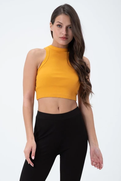 Kadın Kaşkorse Crop Atlet  Sarı