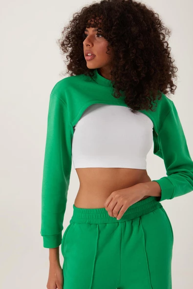 Kadın Oversize Crop  Yeşil