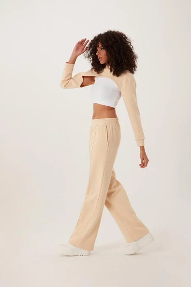 Kadın Oversize Crop  Ekru - 2