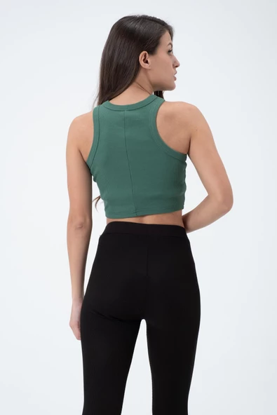 Kadın Kaşkorse Crop Atlet   Yeşil - 4