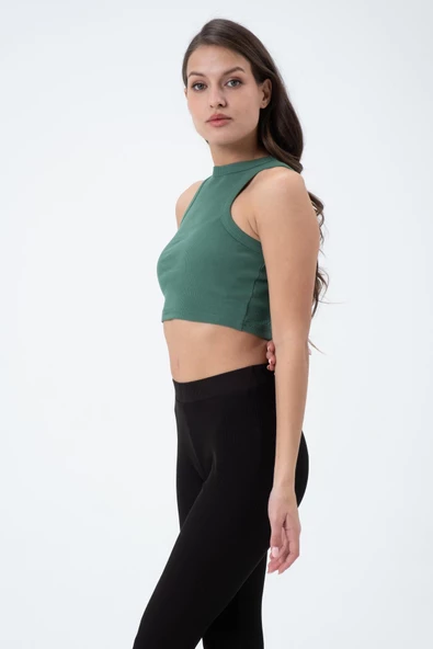 Kadın Kaşkorse Crop Atlet   Yeşil - 3