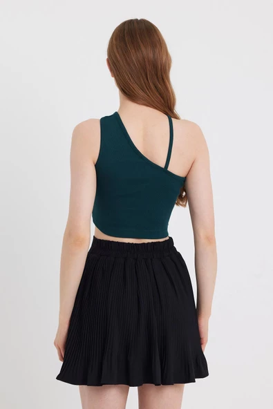 Kadın Askılı Crop Kaşkorse  Zümrüt Yeşili - 3