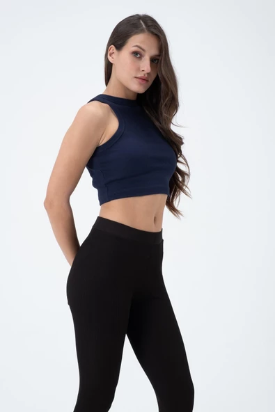 Kadın Kaşkorse Crop Atlet   İndigo - 2