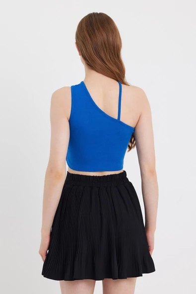 Kadın Askılı Crop Kaşkorse   Saks - 4