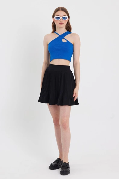 Kadın Askılı Crop Kaşkorse   Saks - 3