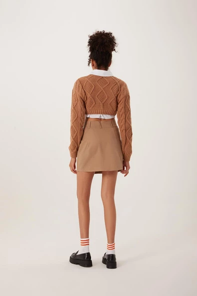 Kadın Triko Sweatshirt Taba - 3