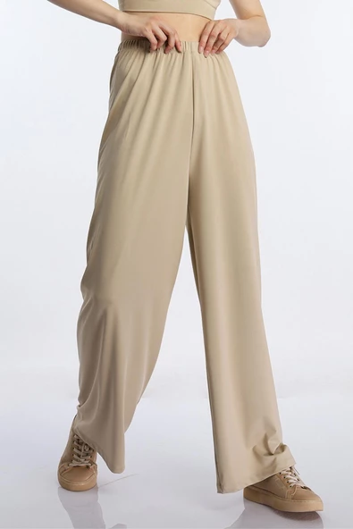 Kadın Allegro Kumaş Oversize Pantolon Vizon - 3