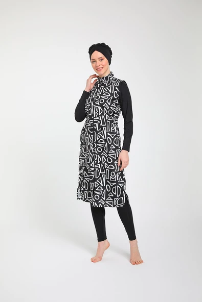 Chelly Kadın Likralı Fermuarlı Tam Kapalı Tesettür Mayo T 3860 - T 3865 - 5