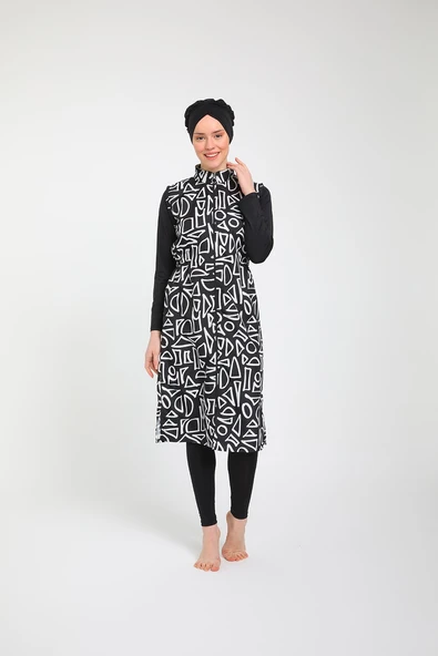 Chelly Kadın Likralı Fermuarlı Tam Kapalı Tesettür Mayo T 3860 - T 3865 - 3