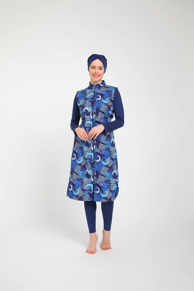 Chelly Kadın Likralı Fermuarlı Tam Kapalı Tesettür Mayo T 3860 - T 3865 - 9