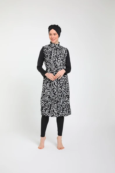 Chelly Kadın Likralı Fermuarlı Tam Kapalı Tesettür Mayo T 3860 - T 3865 - 2