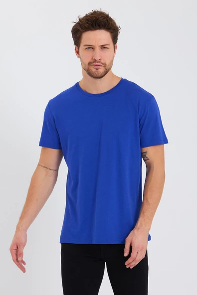 Erkek Pamuk Modal Regular Fit T-shirt Saks