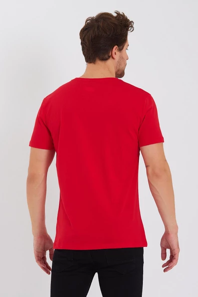 Erkek Pamuk Modal Regular Fit T-shirt Kırmızı - 4