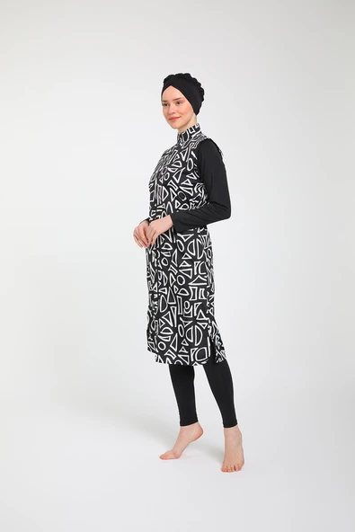 Chelly Kadın Likralı Fermuarlı Tam Kapalı Tesettür Mayo T 3860 - T 3865 - 4