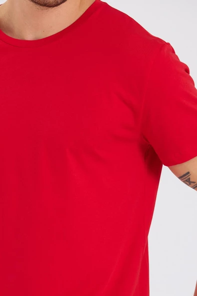 Erkek Pamuk Modal Regular Fit T-shirt Kırmızı - 2