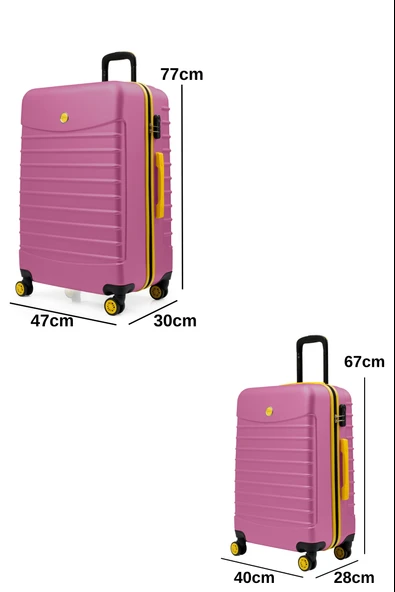 2'li Valiz Seti Büyük Boy - Orta Boy Pembe 1168 - Resim 4