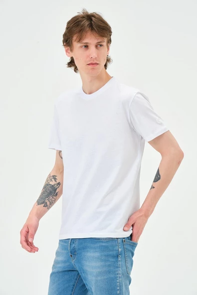 Erkek %100 Pamuk Regular Kalıp 5 li T-Shirt Paketi Sarı - 4