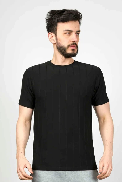 Cazador B.Yaka K.Kol  Erkek T-shirt Siyah 4161 - Resim 3