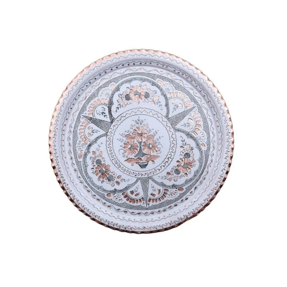 Erzincan El İşlemeli Bakır 2'Lİ KAHVE FİNCAN TAKIMI BEYAZ - 2