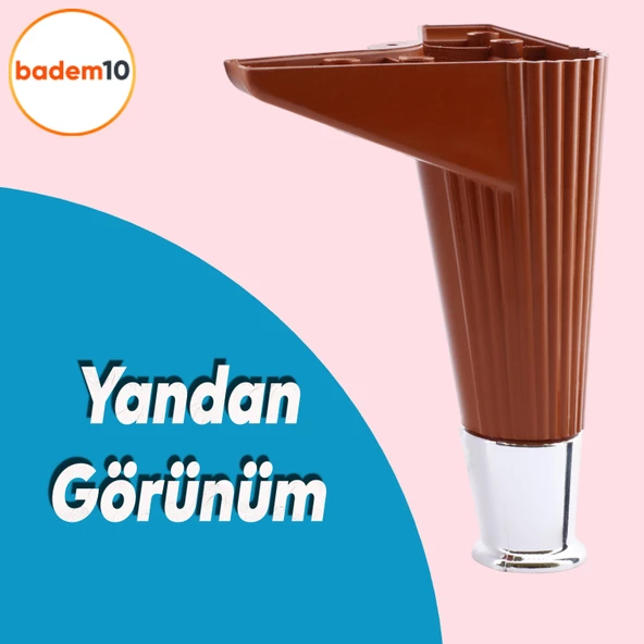 Elista 6'lı Set Mobilya Tv Ünitesi Yükseltici M8 Civatalı Destek Ayağı Ayakları 15 Cm Ceviz Krom - Resim 4