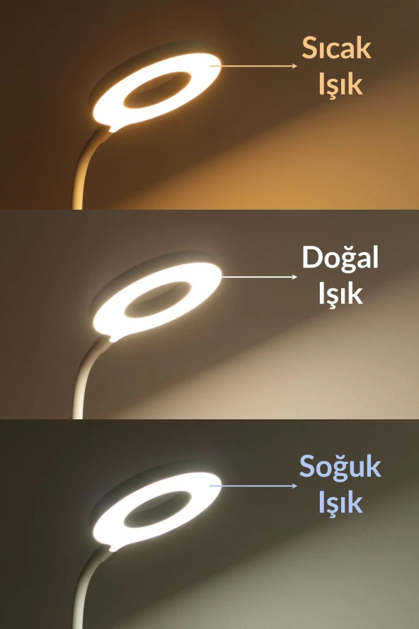 Şarjlı Masa Lambası Dokunmatik 3 Renk 24 Led Telefon Standlı Kademeli Çalışma Okuma Işığı - Resim 3