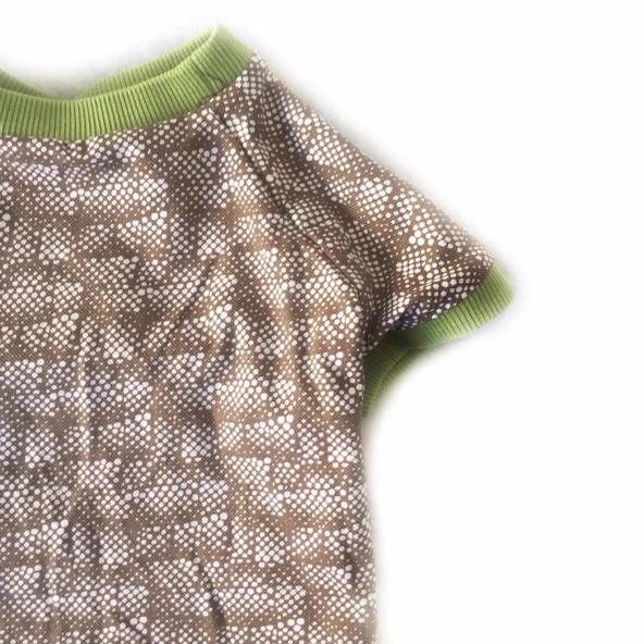 Brick Green Oval Yaka Tişört Kedi Kıyafeti Kedi Elbisesi - Resim 3