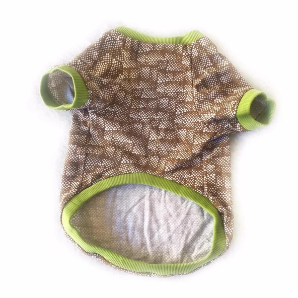 Brick Green Oval Yaka Tişört Kedi Kıyafeti Kedi Elbisesi - Resim 2