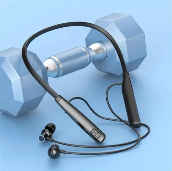 Y10 Sporcu Bluetooth Kulaklık 100 Saat Şarj Kapasiteli LCD Şarj Göstergeli Boyun Bantlı Kulaklık - 2