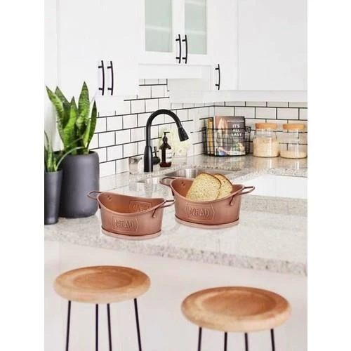 THE MİA GALVANİZ EKMEK SERVİSİ 23x14 CM BAKIR - 2