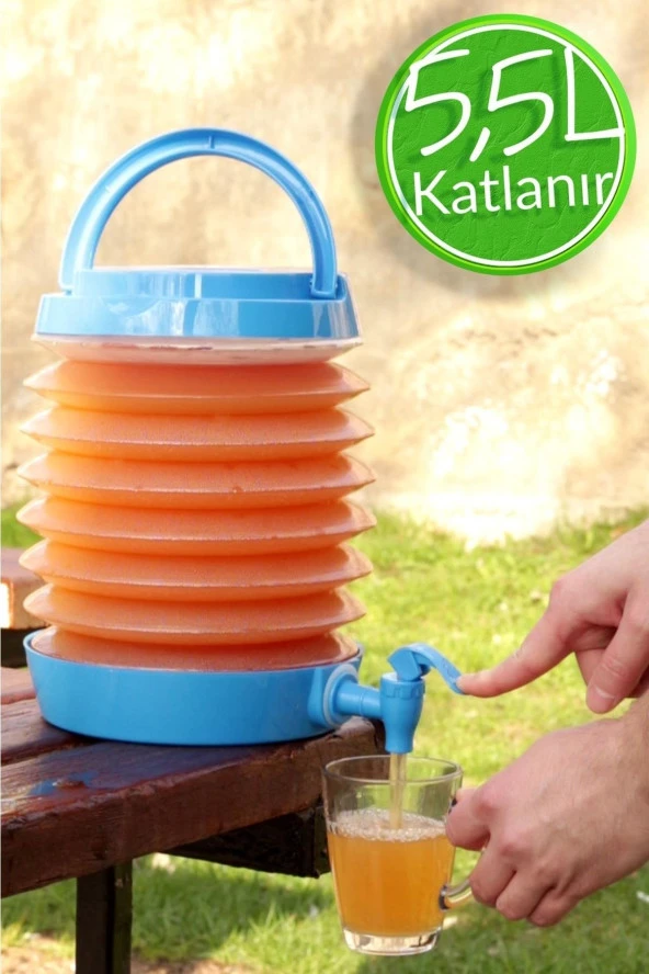 Katlanabilir Su Sebili Çeşmeli Körüklü Su Bidonu Çeşme Piknik Kamp Damacana Içecek Şişesi - 2