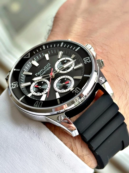 Ferrucci Function FCF.03345FS.01 Silikon Kordon Erkek Kol Saati - Resim 4