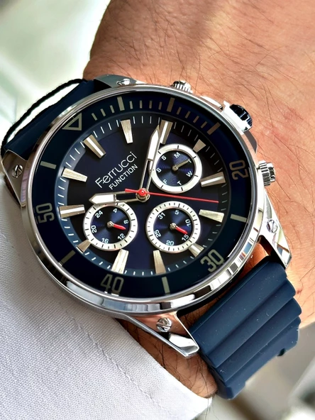 Ferrucci Function FCF.03345FS.02 Silikon Kordon Erkek Kol Saati - Resim 4