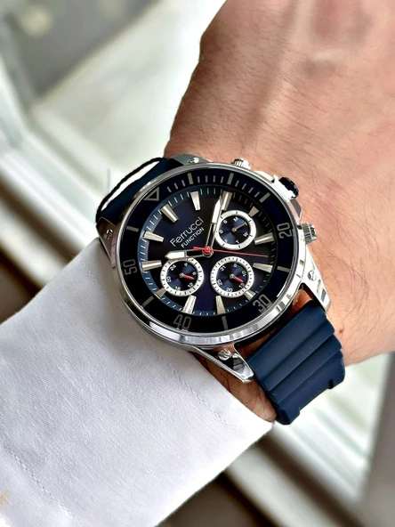 Ferrucci Function FCF.03345FS.02 Silikon Kordon Erkek Kol Saati - Resim 3