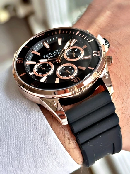 Ferrucci Function FCF.03345FS.03 Silikon Kordon Erkek Kol Saati - Resim 5
