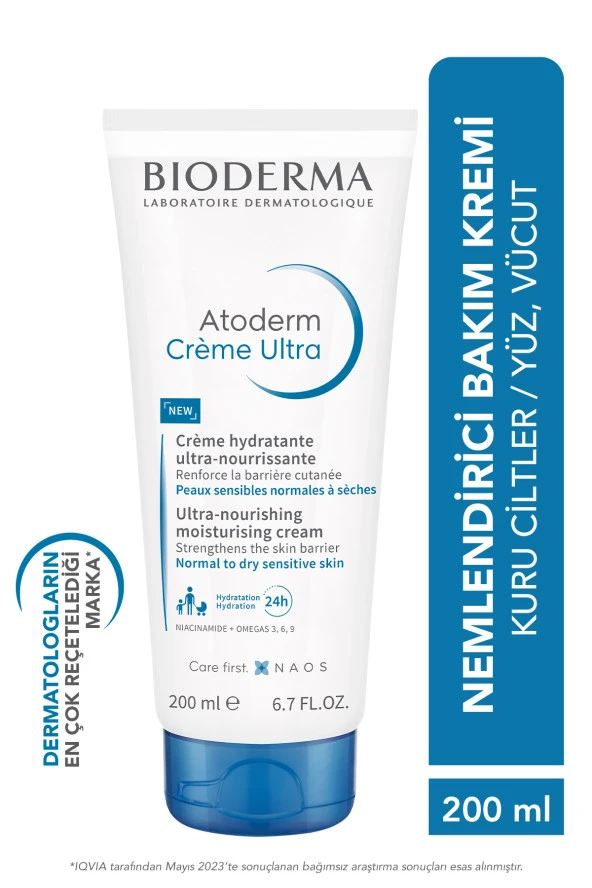 Bioderma Atoderm Cream Ultra Normal ve Kuru Ciltler için Nemlendirici Yüz ve Vücut Bakım Kremi 200 ml