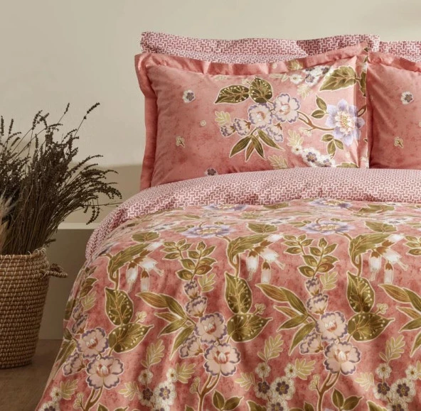 Karacahome Pasares Pembe %100 Pamuk Tek Kişilik Nevresim Takımı - 3