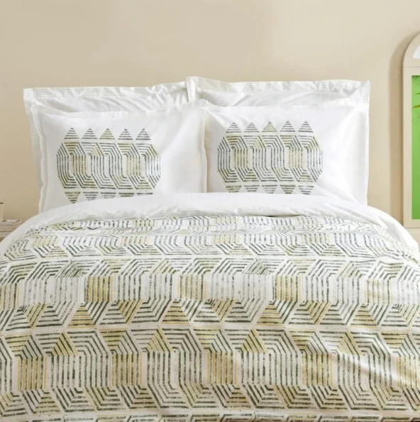 Karacahome Jenik Yeşil %100 Pamuk Tek Kişilik Nevresim Takımı